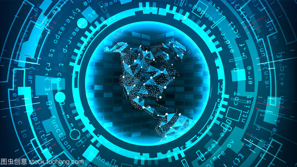 未來科技連接結構。矢量抽象背景。藍色的電子網絡。數字系統設計